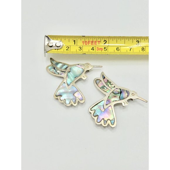 Vintage Alpaca Silver Mexico Hummingbird Bird Pin Brooch w Abalone Shell Inlay - Picture 13 of 13